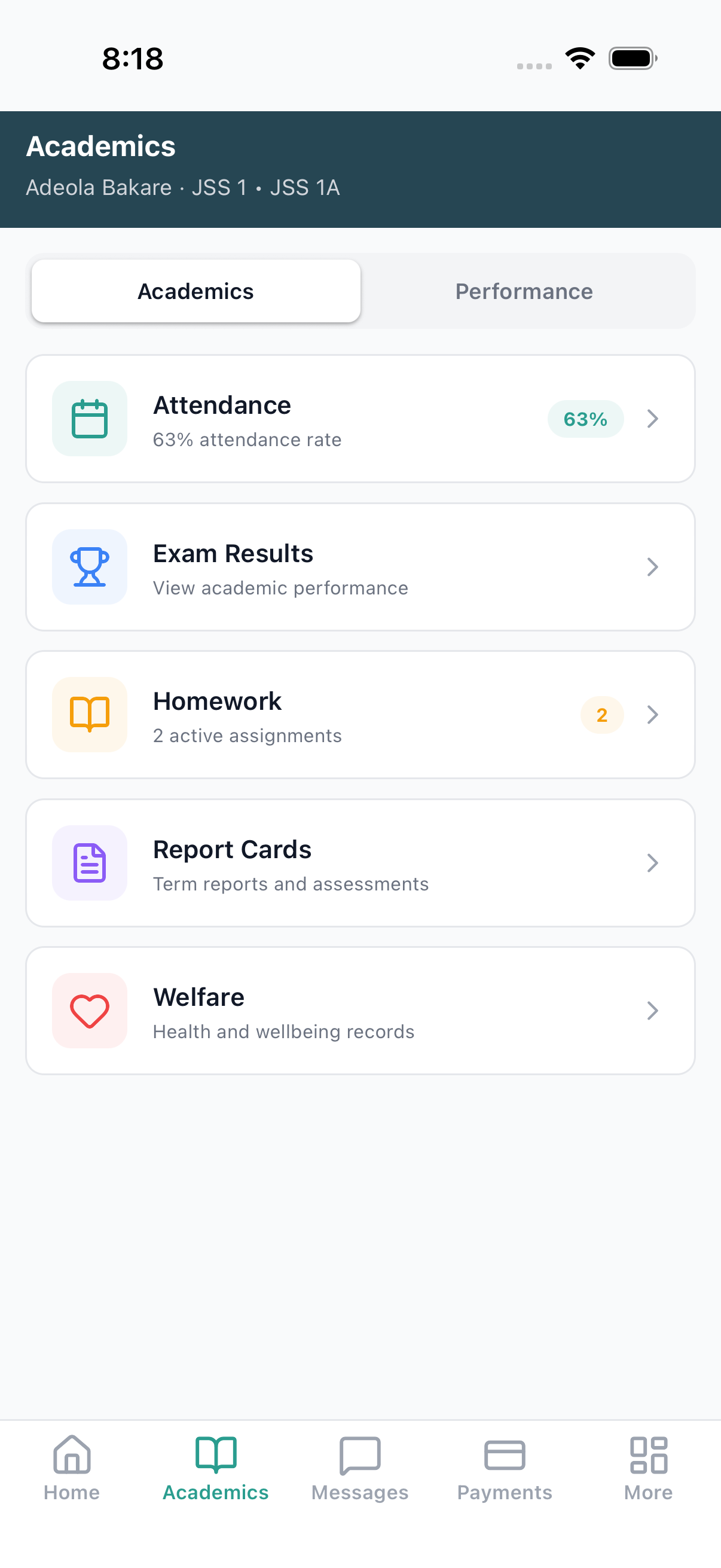 Parent · Academics
